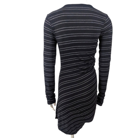 T by Alexander Wang Asymmetrical Stretch Knit Dress Womens Medium Stripe Black - Picture 3 of 8